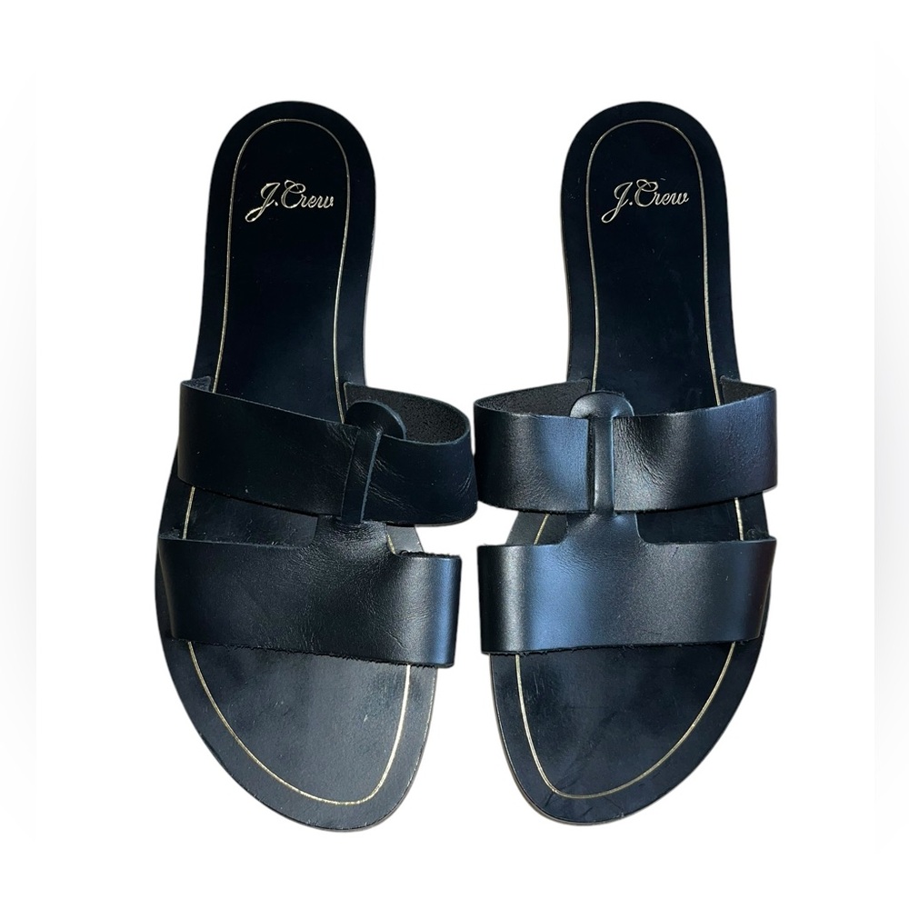J. Crew Cyprus Black Slide Sandals Sz 9.5